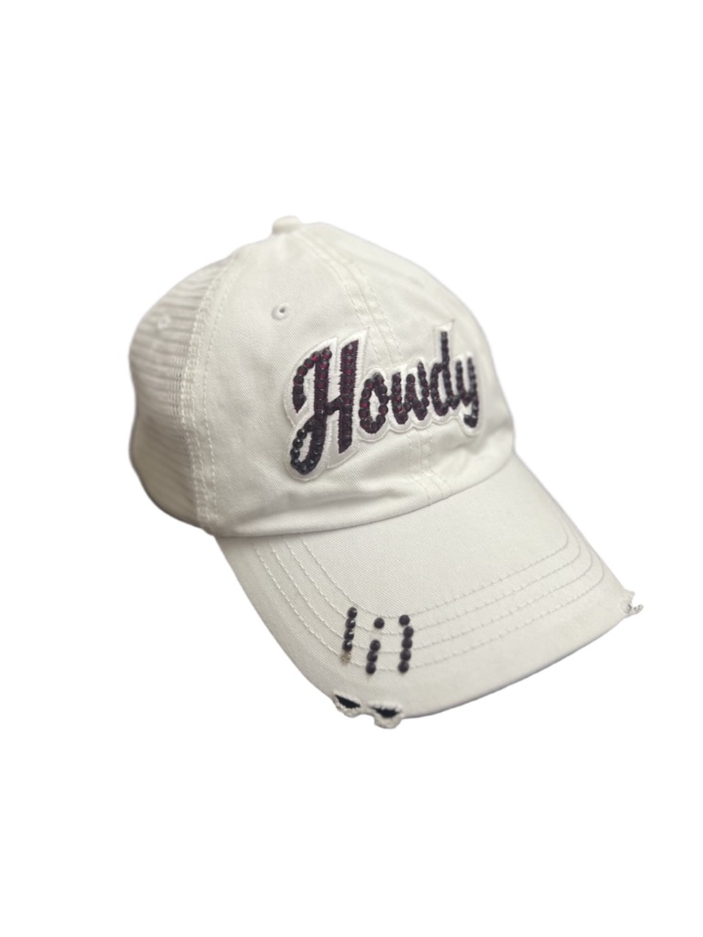 Vintage Adriano Goldschmied White/Maroon Bling Howdy Mesh Back Baseball Cap